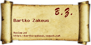 Bartko Zakeus névjegykártya
